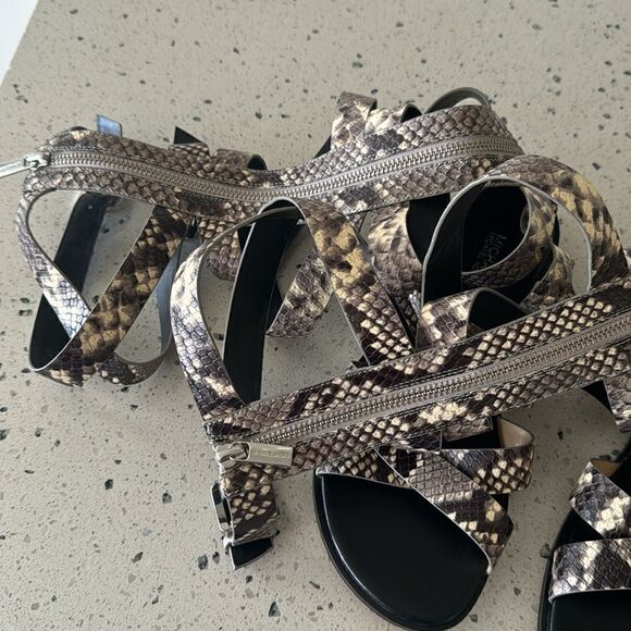 MICHAEL Michael Kors Darby Leather Snake Printed Tall Gladiator Sandals Size 8M - Picture 14 of 16